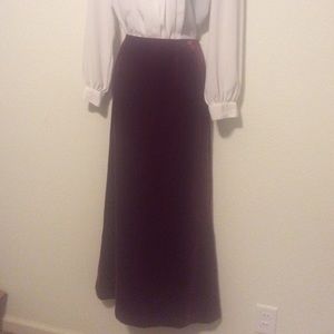 🎄Vintage Red Silk Velvet Holiday Party Skirt S